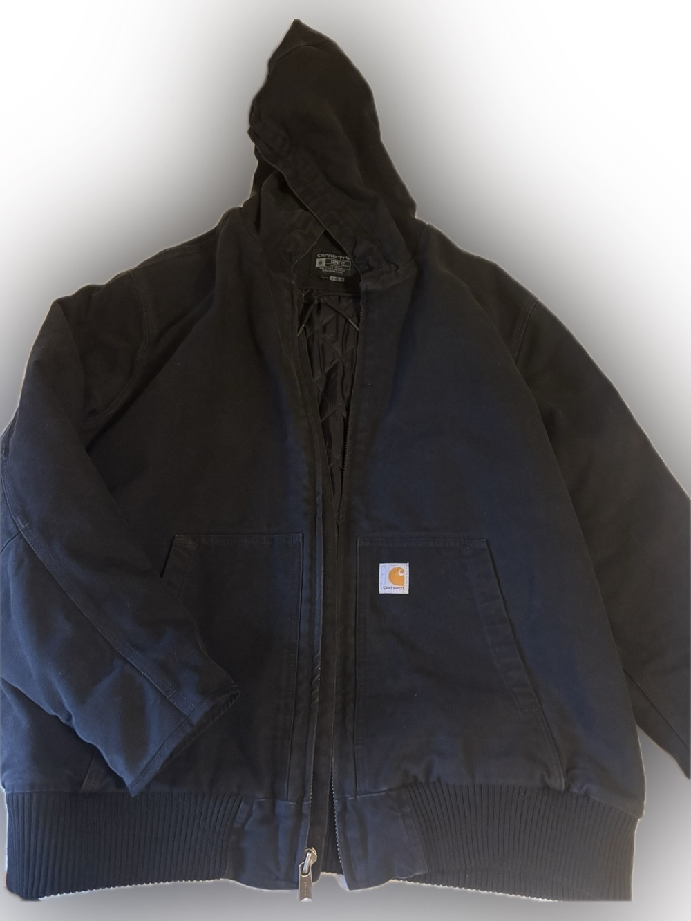 Carhartt Black Hooded Zip Jacket with Logo Patch